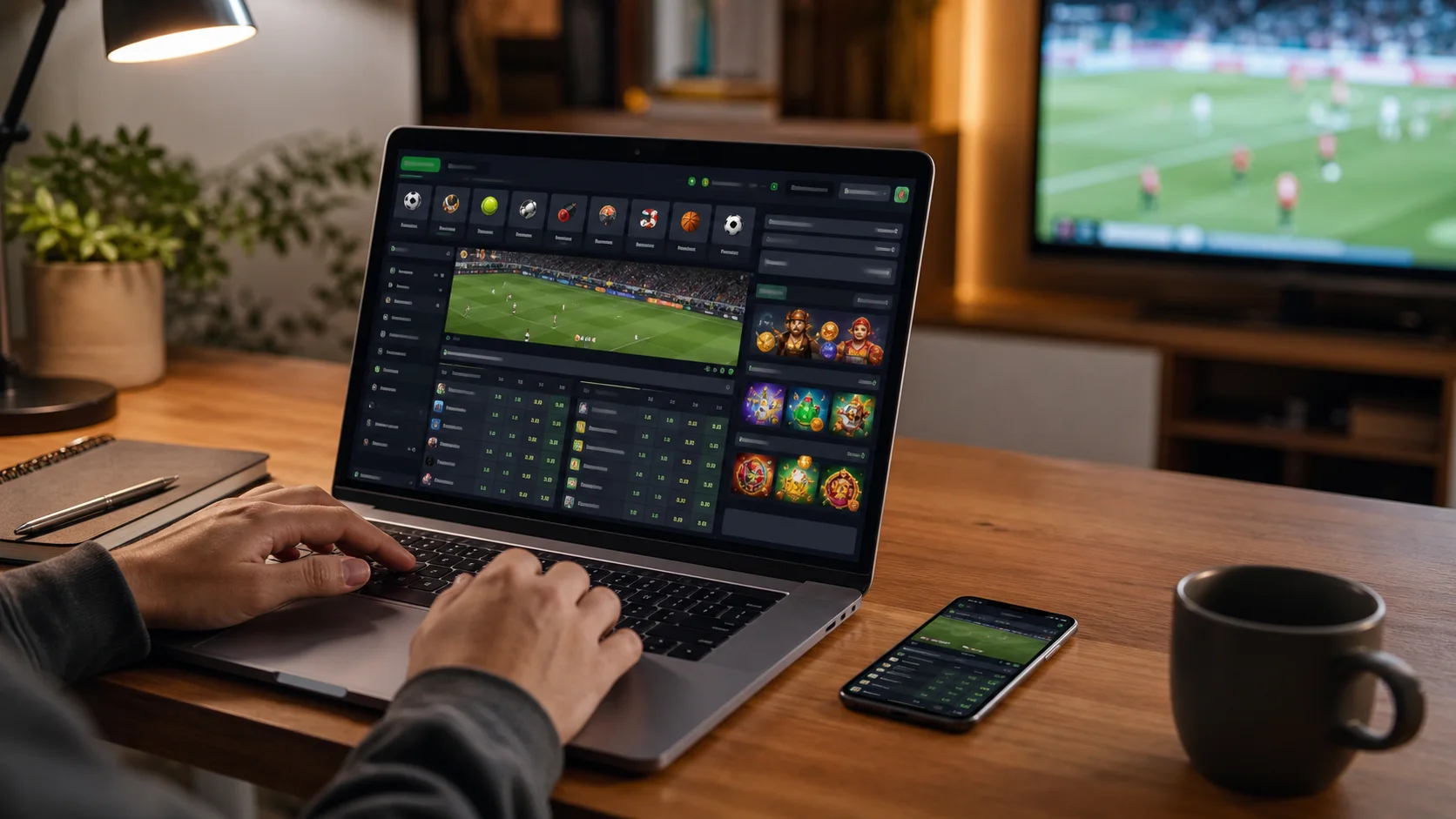 Plataforma casaaposta em notebook e celular com apostas esportivas e cassino online